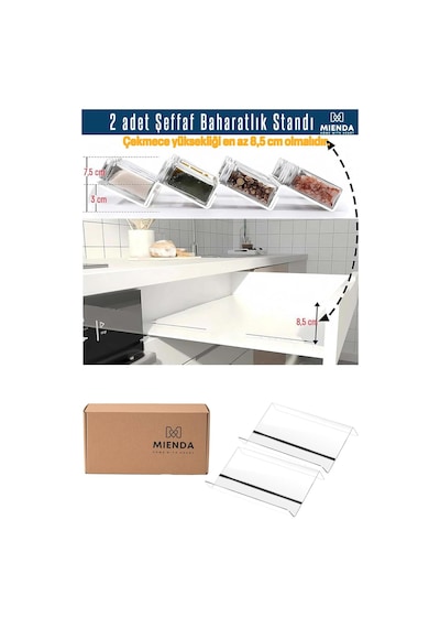 Mienda Home 2 Adet Kaydırmaz Pedli Şeffaf Stand Baharatlık Standı Çekmece Içi Düzenleyici Mh.ydk.plx2 Diğer