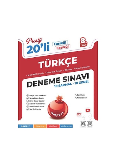 Nartest 8. Sınıf Prestij Türkçe 20 Deneme Sınavı