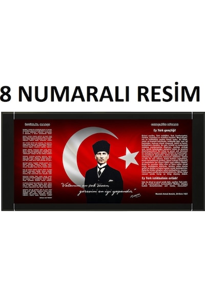 90X140 Cm Deri Çerçeveli Atatürk Resimli Makam Panosu