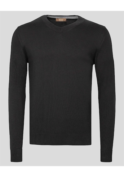 Erkek V Yaka Triko Slim Fit Pamuklu Kazak Ncs Jeans 3002-Siyah
