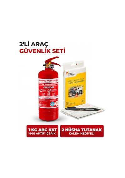 Ce & Tse Belgeli 1 Kg Yangın Söndürücü Ve Kalem Kaza Tespit Tutanak Seti