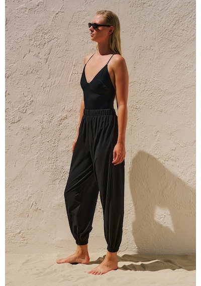 Manuka Büzgülü Jogger Form Mayo Pantolon Siyah Ss26pnt00043-01