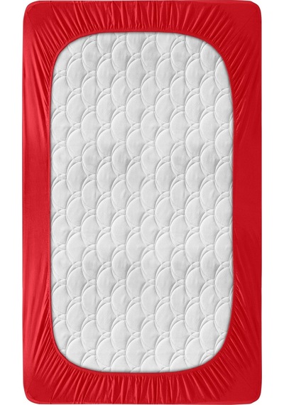 Penye Lastikli Çarşaf, Çift Kişilik , Kırmızı, Pamuk-elastan Örme Kumaş, 230 Gr/m² Kırmızı