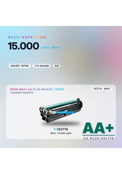 Hp 650a Ce271a Mavi Uyumlu Toner Aa Plus / Color Laserjet Enterprise Cp5525 / M750