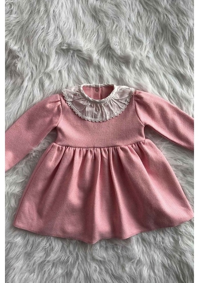 Pembe Triko Kışlık Kız Çocuk Bebek Elbise 001