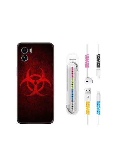 Vivo Y15S Kılıf Kablo Koruyuculu Virus 1654