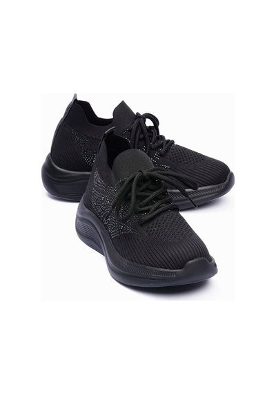 Kadın Triko Sneaker Taş Detaylı Hafif Konfor Taban Bağcıklı Günlük Spor Ayakkabı Viola Siyah Siyah Kadın Triko Sneaker Taş Detaylı Hafif Konfor Taban Bağcıklı Günlük Spor Ayakkabı Viola Siyah Siyah