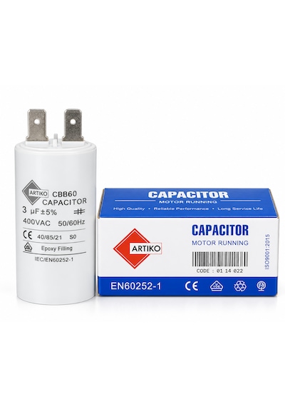 3 Μf 400v Cbb60 Motor Kondansatörü Kapasitör 2 Terminalli Motor Çalıştırma Kondansatörü 1