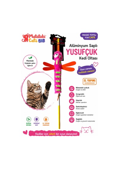Matatabi Cats Yusufçuk Al. Saplı Kedi Oltası Matatabi,çıngırak Ve Özel Hışırtı İçerir.özel Kumaş
