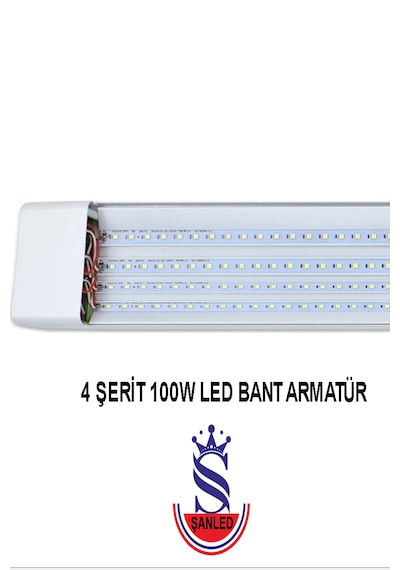 100wat 120 Cm Kristal Yatay Led Bant Armatür-trafolu Beyaz Işık -4 Adettir