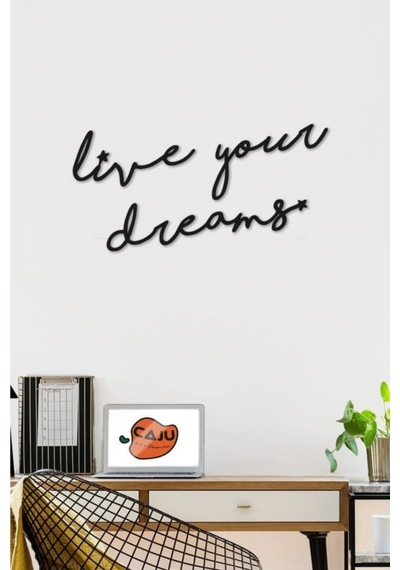 Dekoratif Live Your Dreams Ahşap Duvar Tablo Modern Yazı
