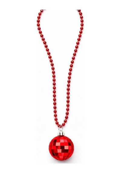 Retro Disko Topu Şekilli 8039ler 9039lar Kırmızı Renk Plastik Kolye "