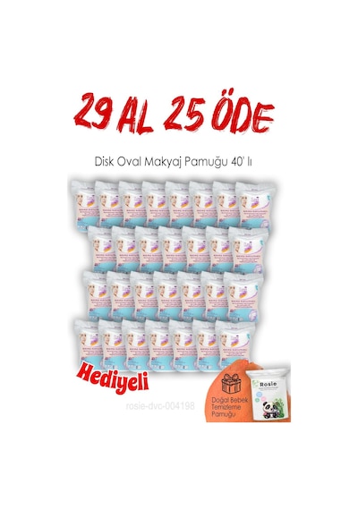 29 Al 25 Öde Lux Disk Oval Makyaj Pamuğu 40' Lı Ve Rosıe