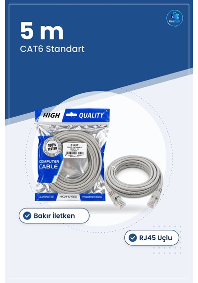 Cat6 Ethernet Kablo 5 M Yüksek Hız Bakır İletkenli Rj45 Modem Rou