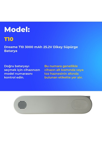 Dreame T10 3000 Mah 25.2v Dikey Süpürge Batarya