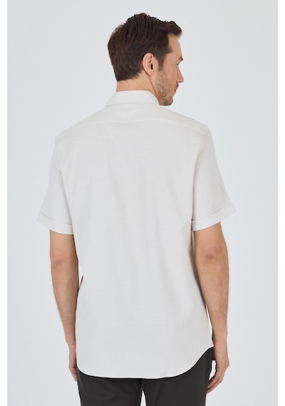 İmza Krem Biritli Yaka Düz Casual Pamuklu Comfort Fit Gömlek 1004250221 Krem