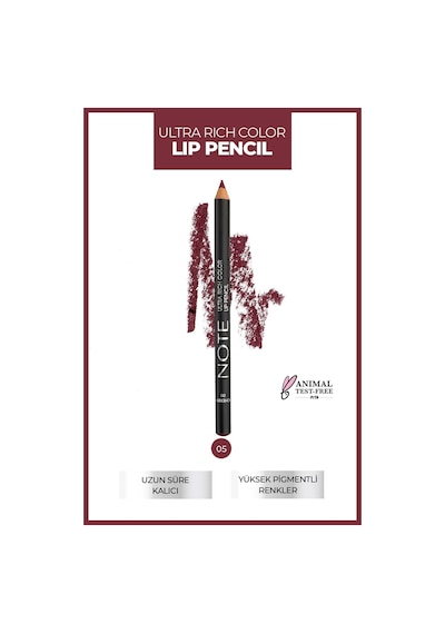 Note Cosmetique Ultra Rich Color Lip Pencil Dudak Kalemi 05 Cherry - Mor