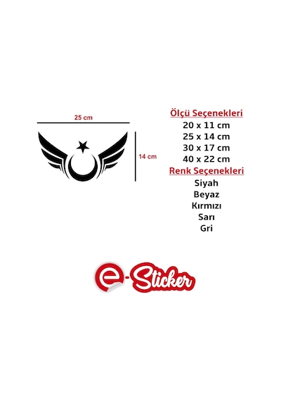 Kanatlı Ay Yıldız Sticker Oto Cam Sticker (454313601)