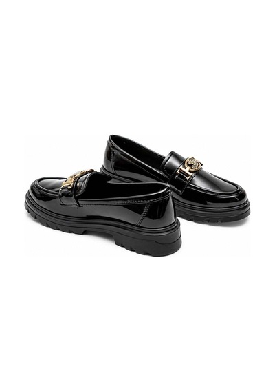 Modafocus Altın Tokalı Rugan Ortopedik Loafer - Siyah Siyah