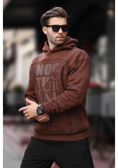 Madmext Acı Kahverengi Baskılı Kapüşonlu Cep Detaylı Erkek Sweatshirt 7062 Acı Kahverengi Madmext Acı Kahverengi Baskılı Kapüşonlu Cep Detaylı Erkek Sweatshirt 7062 Acı Kahverengi