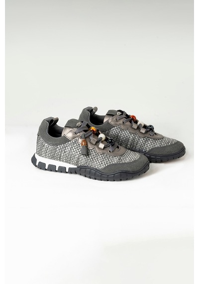 Tw Tonny White Tokyo - 193-1 Kadın Hasır Sneaker Süet Detaylı Boncuklu Calla Gri
