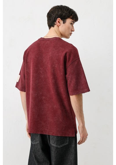 Vamos Baskılı Oversize Tişört V70-140 Vişne