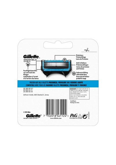Proshield Chill Tıraş Bıçağı, Islak Tıraş Makinesi Erkekler İçin 4 Yedek Bıçak, 5 Kademeli Bıçak