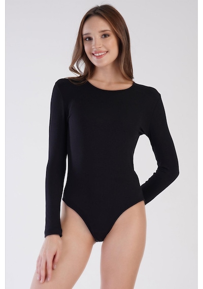 Cotonhause Kadın Çift Taş İşlemeli Şardonlu İnce Yumuşacık Kumaş Siyah Thermal Çıtçıtlı Body C2t0n0o903 001