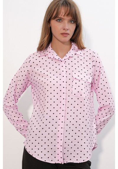 Hiccup Bdart Oversize Puantiyeli Dokuma Gömlek Toz Pembe