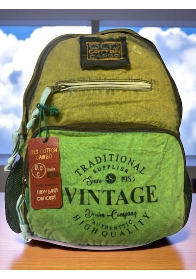 Old Cotton Cargo Kaliteli Tek Bölmeli Vintage Disayn Günlük Gezi Okul Sırt Çantası North Dakato Bag Brand 30x43cm Sarı
