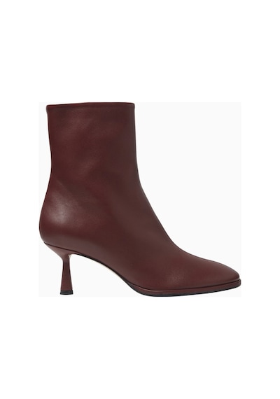 Aeyde Dorothy 65 Bordo Lüks Deri Bot, Yuvarlak Burun, Yan Fermuar Ve 65mm Topuk