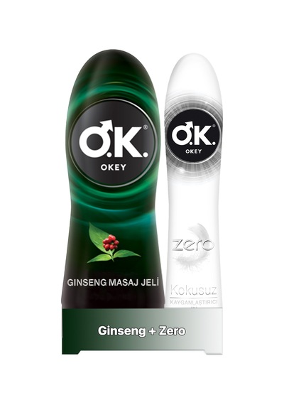 Okey Ginseng Masaj Jeli 200 ML + Okey Zero Kayganlaştırıcı Jel 100 ML