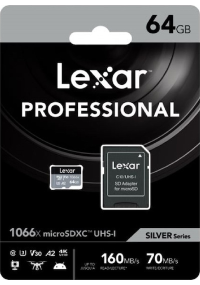 Lexar Professional 1066X LMS1066064G-BNANG 64 GB MicroSDXC UHS-I V30 U3 Hafıza Kartı + Adaptör