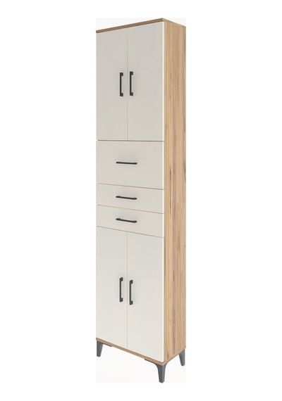 Arges Dolap 4 Raflı 3 Çekmeceli 4 Kapaklı 60x30x243 Çam-aytaşı Çam