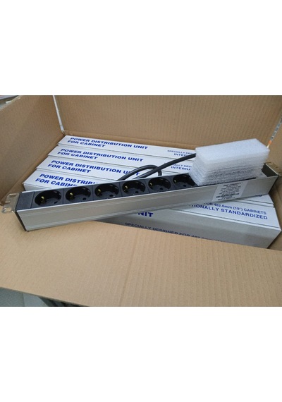 9" 1U 6'lı Schuko Sigortalı Alüminyum Rack Kabin PDU(10 ADET)