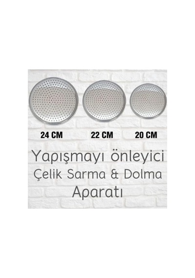 Evefix Üç Boy Paslanmaz Çelik Dolma Sarma Altlığı Pizza Tepsisi 20-22-24 Cm