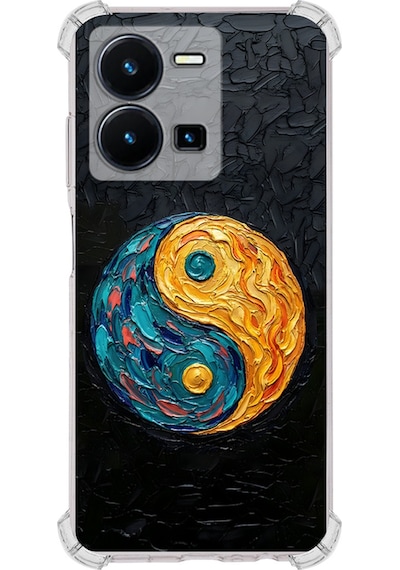 Vivo Y35 İle Uyumlu Köşe Korumalı Kılıf Metamorfoz Dualite Tasarımlı Uv Baskılı Şeffaf