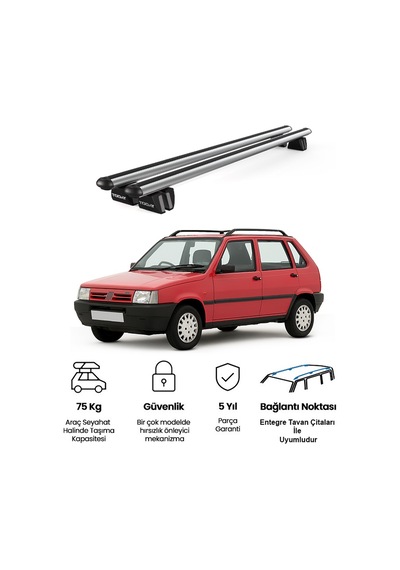 Pençe Fiat Uno Sw 1990-2000 Uyumlu Gri Ara Atkı 109cm Port Bagaj Tavan Barı