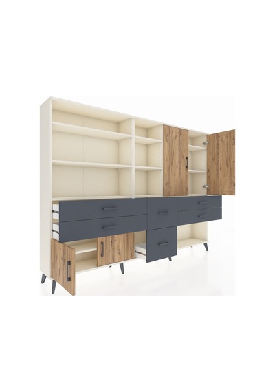 Arges Dolap 10 Raflı 6 Çekmeceli 4 Kapaklı 220x30x163 Aytaşı-çam/ Aytaşı-çam/antrasit Arges Dolap 10 Raflı 6 Çekmeceli 4 Kapaklı 220x30x163 Aytaşı-çam/ Aytaşı-çam/antrasit