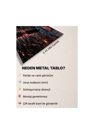 Samuray Ve Fuji Dağı Temalı Metal Tablo - Kızıl Ay Japon Duvar Dekoru, Metal Poster Wall Art 29 X 41 Cm Çok Renkli - 929760952 Çok Renkli - 929760952 Çok Renkli