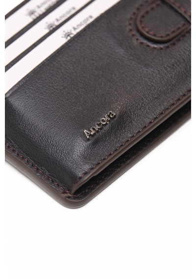 Ancora Leather Hakiki Deri-minimal Tasarım Kartlık-26205-kişiye Özel İsim Baskılı Kahve