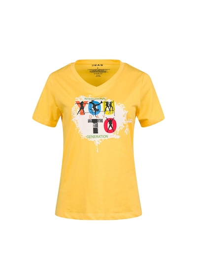 2as Alone Baskılı V Yaka Kadın T-shirt 403 Sarı