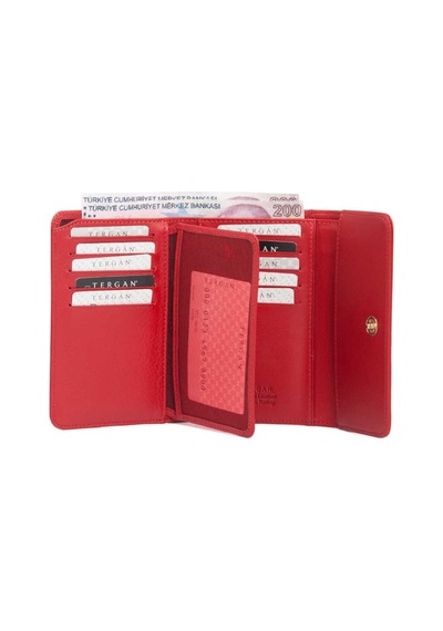 Tergan Kırmızı Deri Kadın Cüzdan - S1cb00005730-a86 Kırmızı