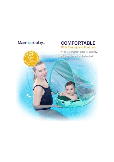 Mambobaby Yüzme Simidi - Frogs, Emniyetli, Gölgelikli Ve Ayak Destekli