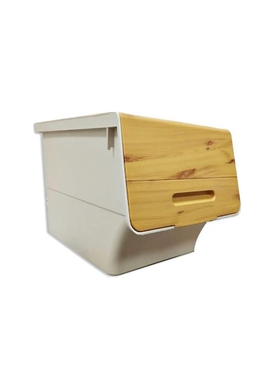 Motek Patateslik Soğanlık Sepeti Oyuncak Kutusu Tekerlekli Organızer Çok Amaçlı Kutu 1x12lt-bambu+krem