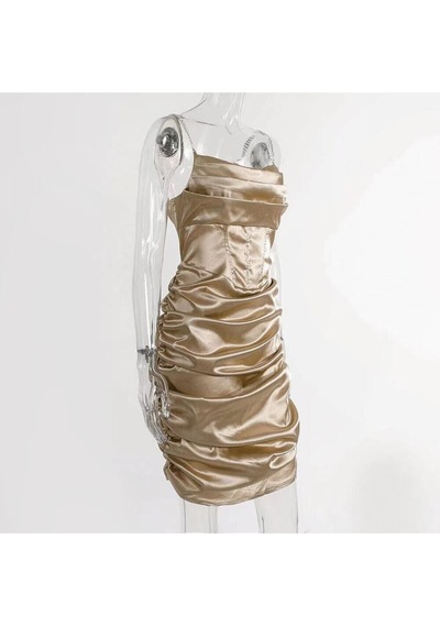 Fashion Cocktail Likralı Ince Saten Parıltı Askılı Diz Hizası Dar Abiye Düğün Kokteyl Elbise Krem Bej Fashion Cocktail Likralı Ince Saten Parıltı Askılı Diz Hizası Dar Abiye Düğün Kokteyl Elbise Krem Bej
