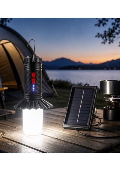 Gs-505 Solar Güneş Enerjili Led Kamp Lambası, Taşınabilir Outdoor Fener, 10 Watt, 3 Mod, Şarj Edilebilir Diğer