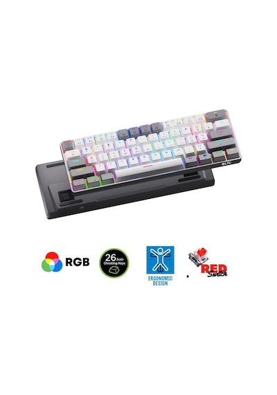 Miaxtreme T60w+wb Tam Mekanik Rgb Antighosting Red Switch Gaming Oyuncu Klavyesi T60 Gaming Klavye