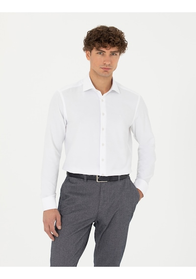 Pierre Cardin Erkek Beyaz Desenli Gömlek 50275686-vr013 Beyaz