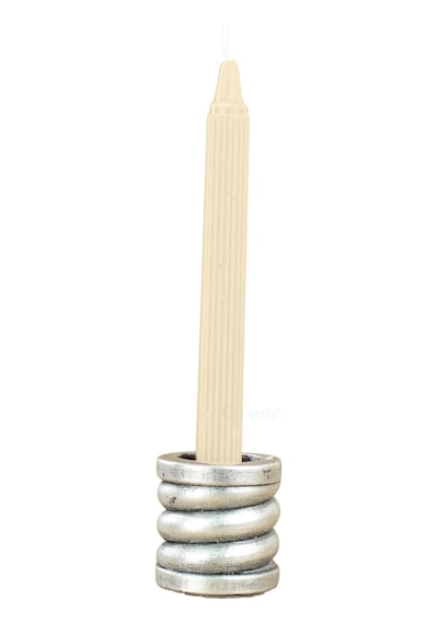 Mumluk Şamdan Tealight Ve İnce Mum Uyumlu Spiral Model - Gümüş Eskitme